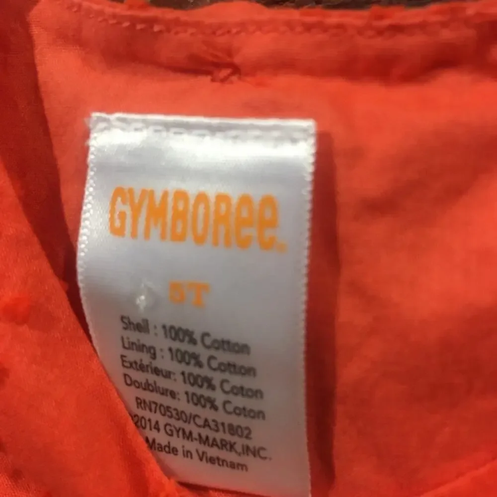 Gymboree Peekaboo Top Sz 5T Sleeveless Swing Top Orange Shirt